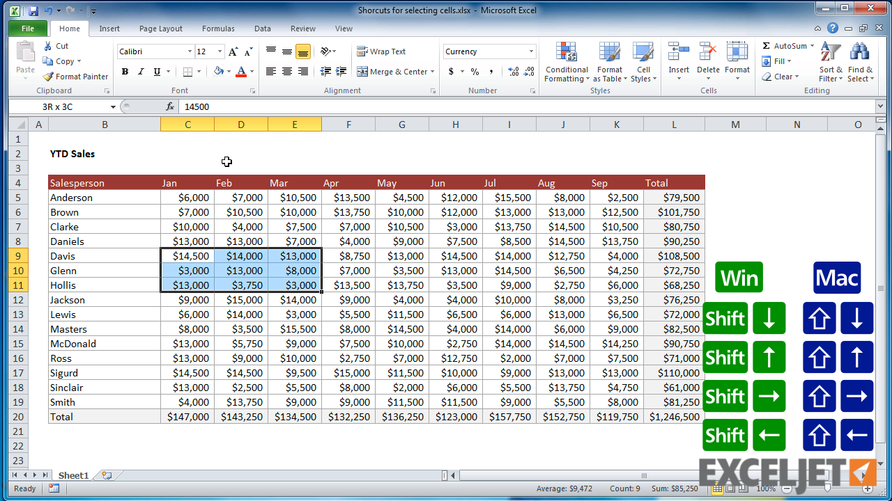 Excel Tutorial Shortcuts For Selecting Cells In Excel 0740